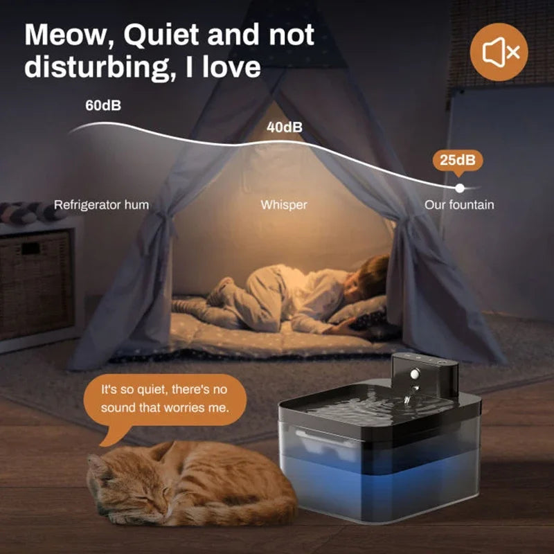 2.2L Wireless Cat Water Fountain Battery Operated Automatic Pet Water Fountain With Motion Sensor Dog Cat Water Dispenser Bowl