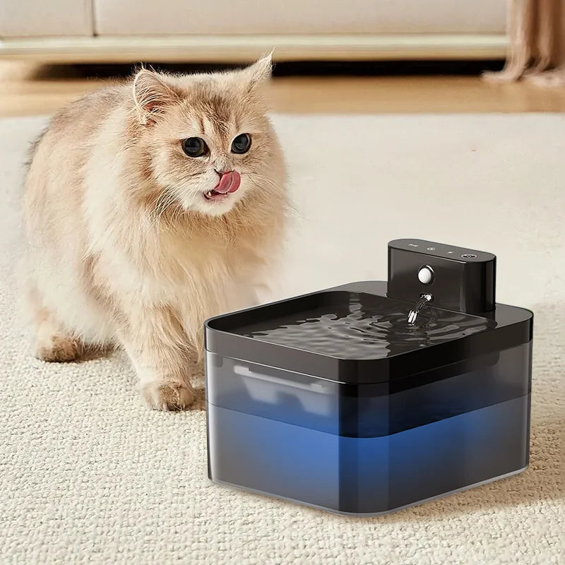 2.2L Wireless Cat Water Fountain Battery Operated Automatic Pet Water Fountain With Motion Sensor Dog Cat Water Dispenser Bowl