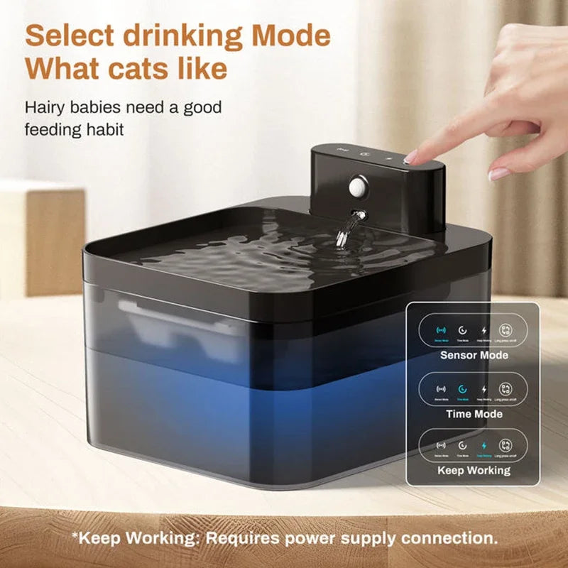 2.2L Wireless Cat Water Fountain Battery Operated Automatic Pet Water Fountain With Motion Sensor Dog Cat Water Dispenser Bowl