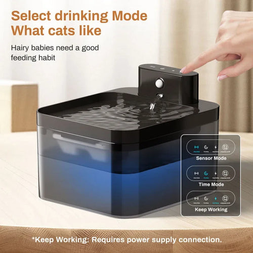 2.2L Wireless Cat Water Fountain Battery Operated Automatic Pet Water Fountain With Motion Sensor Dog Cat Water Dispenser Bowl